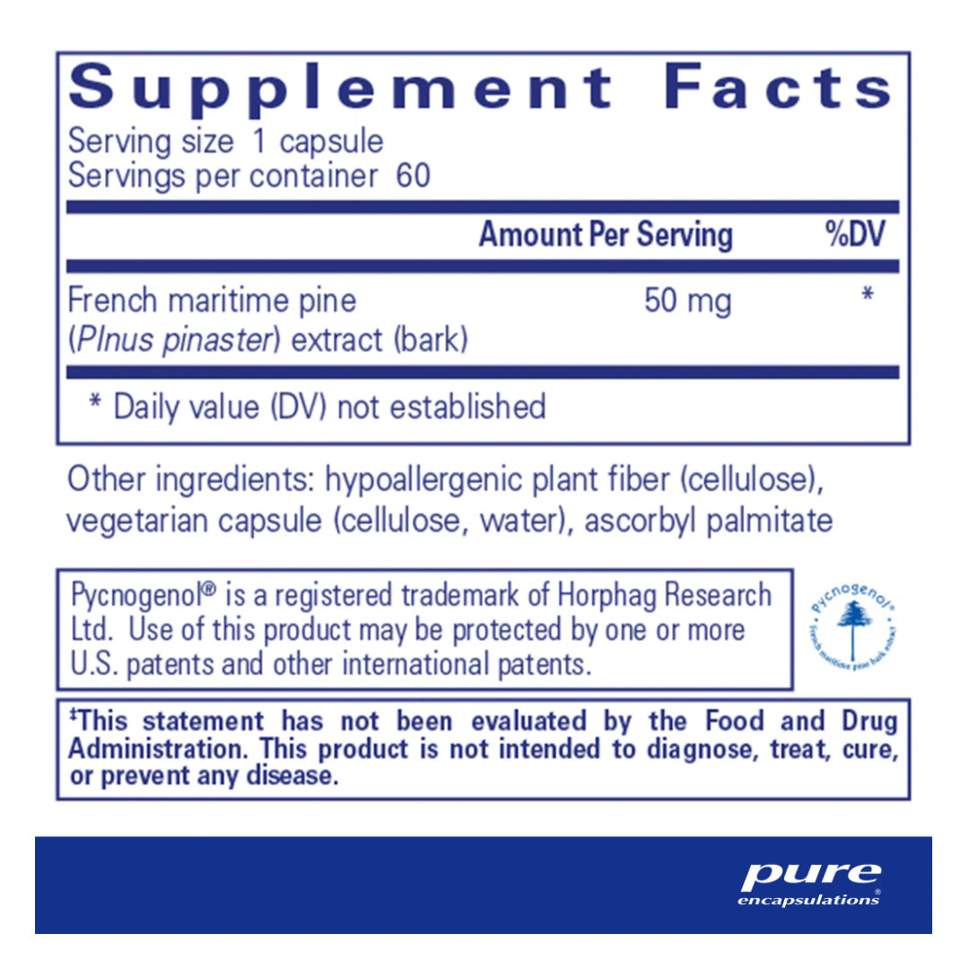 Pure Encapsulations Pycnogenol (Pine Bark Extract) 50 mg